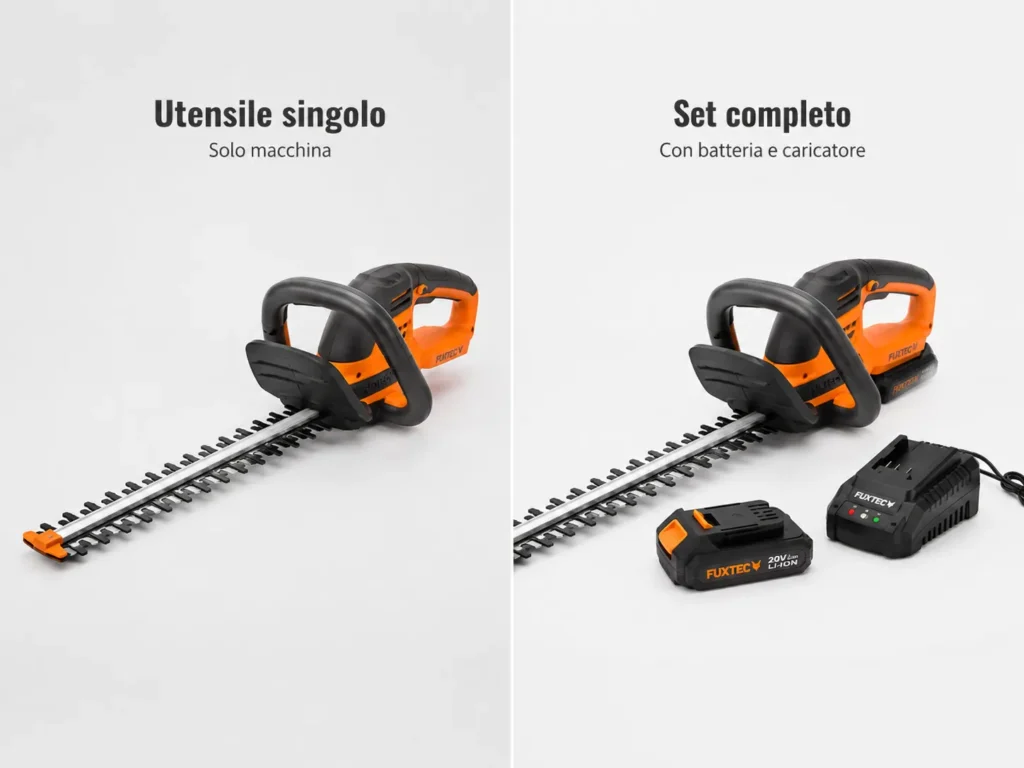 differenza tra utensile fuxtec solo e set con batteria